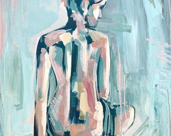 colorful nude female figure art print wall decor female body painting