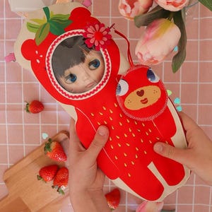 Bolso para muñeca Neo Blythe Strawberry Frutoso, portabebés para muñeca Blythe