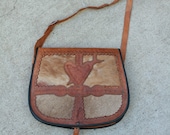 Vintage 70 39 s Moroccan Stamped Leather Hide Purse