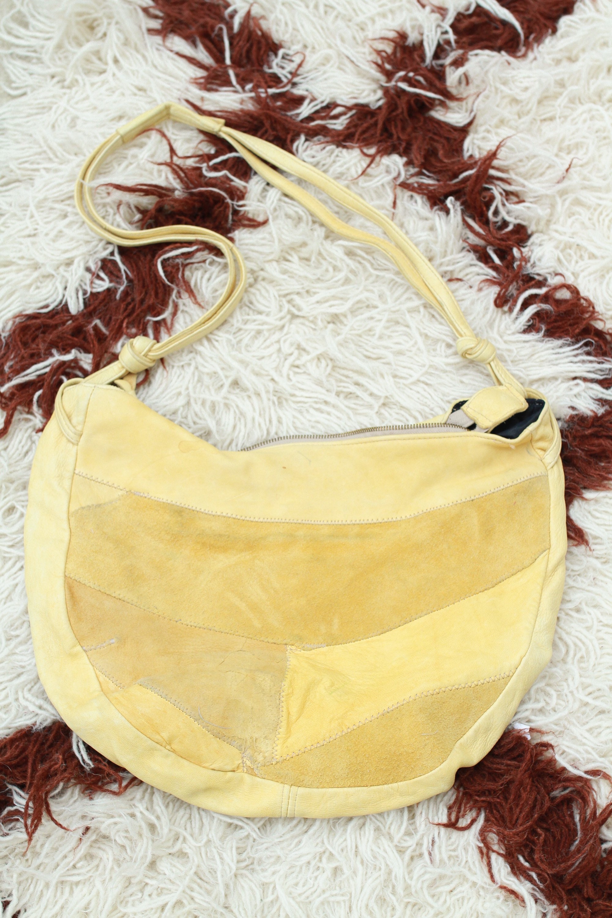 Vintage Leather Patchwork purse Teal Pastel vintage retro boho bag Neutral Vintage Shoulder bag Peach