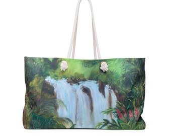 Weekender Bag, Rainforest Dream, Tote Bag, Beach Bag, exclusive art, Art to wear, large bag, 24'X13"