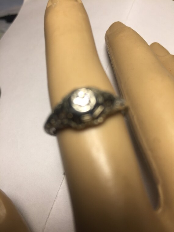 Antique Gold and Diamond Engagement Ring 10 Kt - image 3