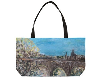 Weekender Tote Bag, Beach Bag, Key Bridge ,Georgetown, Big Bag, Large Bag, gift for everybody, Souvenir, Exclusive design, art to wear