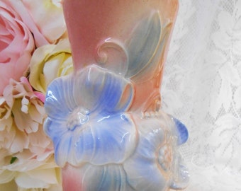 Vintage 7&quot; Royal Copley, Pink, Blue and White, Floral Elegance Magnolia Vase, Lovely Pastels, Excellent Condition