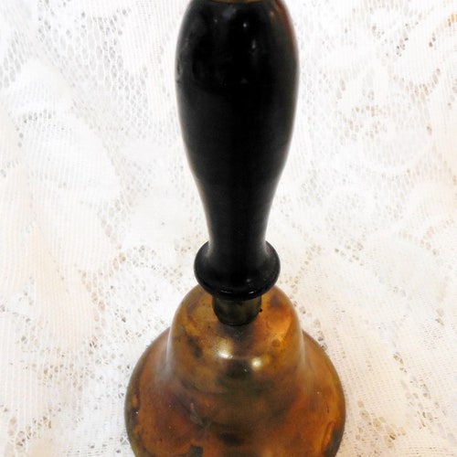 Original Antique School House Bell, Solid Brass, shops Walnut Handle, Very Loud and Resonant Ringtone