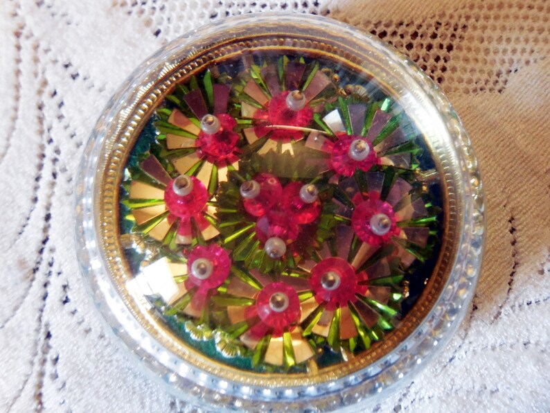 Vintage Glass Dome Paperweight Foil Fan Confetti and Very Etsy
