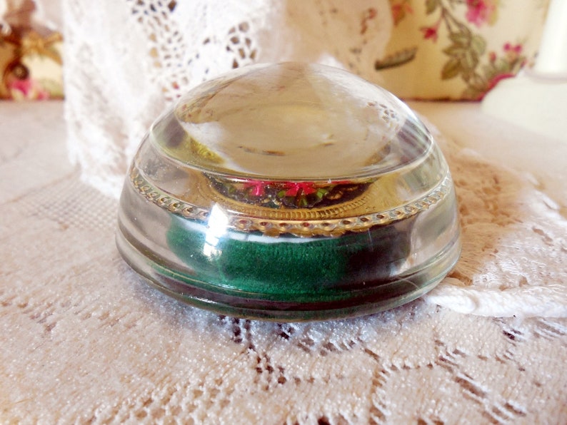 Vintage Glass Dome Paperweight Foil Fan Confetti and Very Etsy