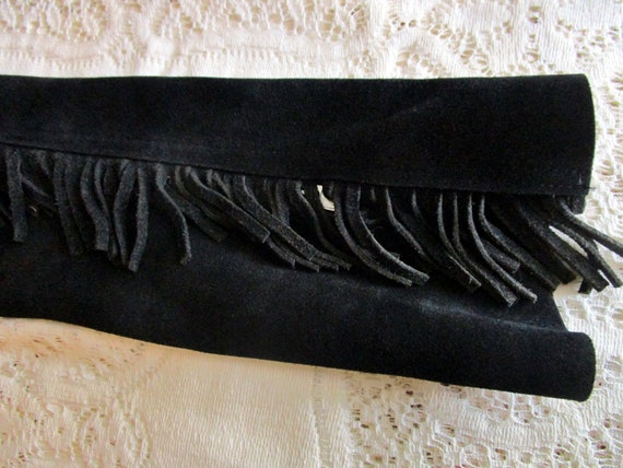 Vintage Fringed Black Suede Leather Riding Chaps,… - image 4