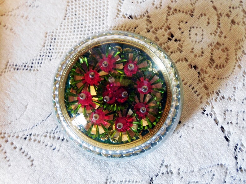 Vintage Glass Dome Paperweight Foil Fan Confetti and Very Etsy