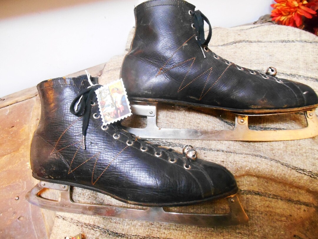 Very Vintage Pair of 1920's Men's Leather Ice Skates Etsy