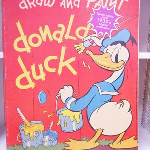 Vintage 1960's Reproduction of 1936 Walt Disney, Donald Duck Draw and Paint, Oversized Coloring, Color Book, Excellent Condition