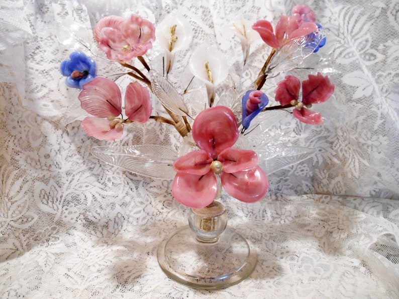 Vintage Bouquet of Art Glass Flowers Beautiful Etsy