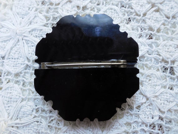 Antique, Carved Black Jet Mourning Jewelry Brooch… - image 5