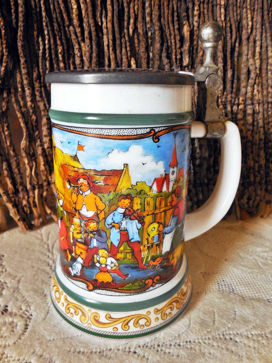 Chope à Bière Allemande BMF Original Bierseidel - Verre Et étain - Vintage