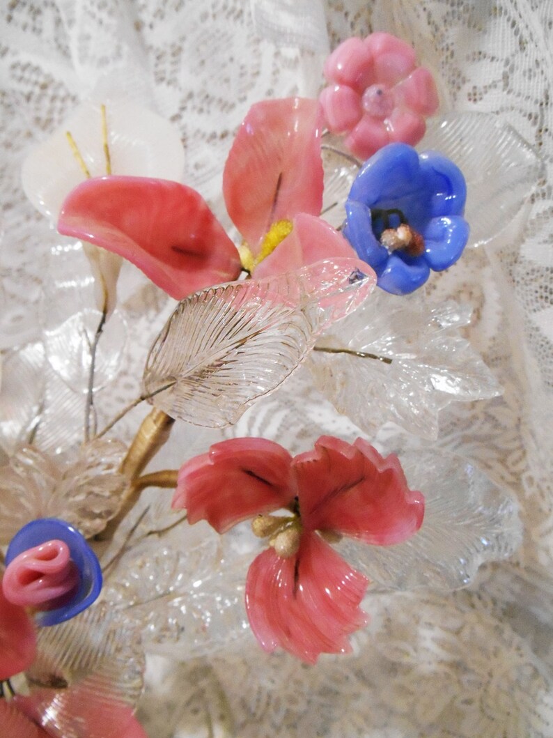 Vintage Bouquet of Art Glass Flowers Beautiful Etsy