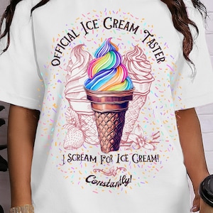 Funny Ice Cream Shirt Cute Retro Official Ice Cream Taster Nostalgic Rainbow Aesthetic Shirt Funny Dessert Summer Tee Gelato Lover Gift