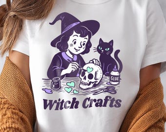 Witch Crafts Shirt Funny Vintage Style Halloween Crafting Tee Gift for Crafty Spooky Season Lover