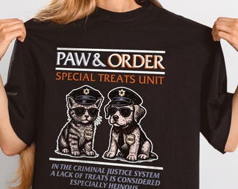 Law & Order Special Treats Unit Shirt,  Funny Cat and Dog Police Tee, Pet Lover True Crime Podcast Pet Lover Top