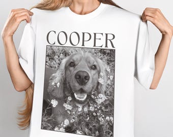 Custom Pet Photo Shirt Personalized Vintage Style Picture Pet Shirt Dog Lover Gift Cat Remembrance Gift or Pet Loss Gift