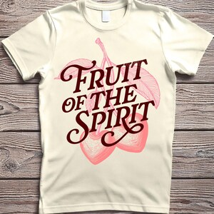 Fruit of the Spirit Shirt Christian Cherry Vintage Tee Quote Faith Based Apparel Cute Bible Verse T-Shirt for Women