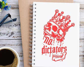 No Dictators Sticker | Anti Authoritarian Skull Crown Decal Political Leftist Pro Democracy Activism Vinyl Sticker