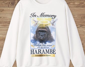 Harambe Memorial-trui grappige gorilla-meme popcultuur ronde hals ter nagedachtenis aan Harambe Forever in Our Hearts Gorilla Tribute-sweater