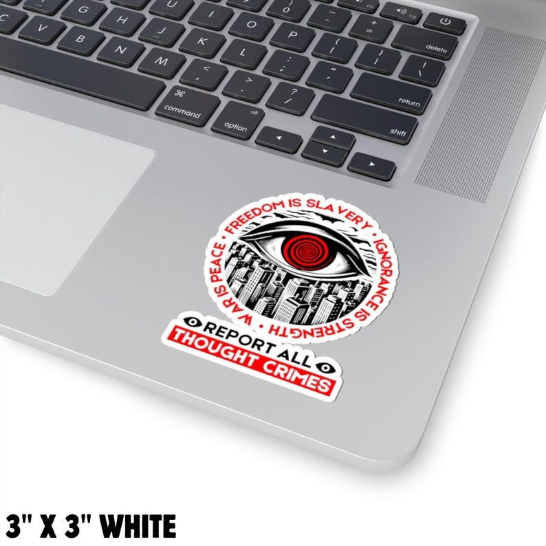 Report All Thought Crimes Sticker Anti-Authoritarian Vintage Dystopian Decal Orwell 1984 Anti-Fascist Political Propaganda Protest Sticker image 5