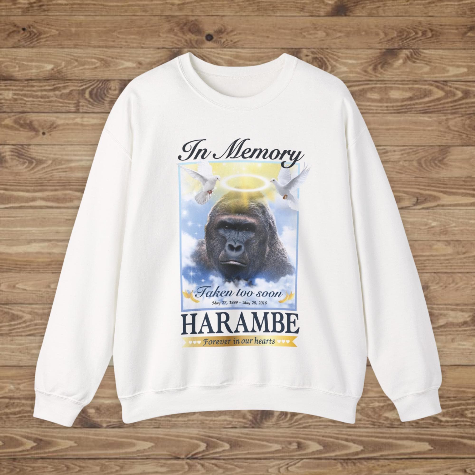 Harambe Memorial Sweater Funny Gorilla Meme Pop Culture Crewneck 