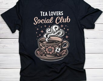 Tea Lovers Social Club Shirt Cute Vintage Style Tea Lover Graphic Tee Cozy Aesthetic Gift for Herbal Tea Drinkers