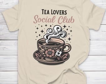 Tea Lovers Social Club Shirt Cute Vintage Style Tea Lover Graphic Tee Cozy Aesthetic Gift for Herbal Tea Drinkers