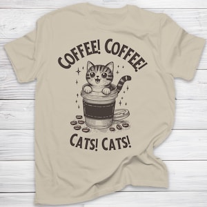 Funny Coffee Cat Shirt Cute Espresso Cat Graphic T-Shirt Gift for Caffeine Addict & Cat Owner