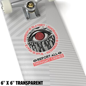 Report All Thought Crimes Sticker Anti-Authoritarian Vintage Dystopian Decal Orwell 1984 Anti-Fascist Political Propaganda Protest Sticker image 7