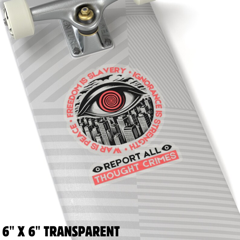 Report All Thought Crimes Sticker Anti-Authoritarian Vintage Dystopian Decal Orwell 1984 Anti-Fascist Political Propaganda Protest Sticker image 7