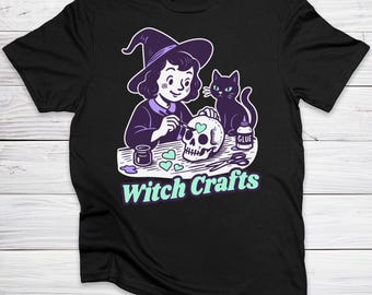 Witch Crafts Shirt Funny Vintage Style Halloween Crafting Tee Gift for Crafty Spooky Season Lover