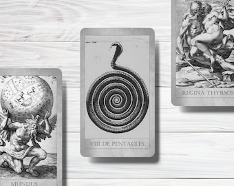 Dark Creatures Tarot Modern Vintage Aesthetic Occult Pagan Tarot Cards Dark, Creepy Black and ...