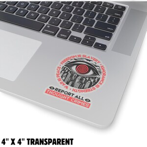 Report All Thought Crimes Sticker Anti-Authoritarian Vintage Dystopian Decal Orwell 1984 Anti-Fascist Political Propaganda Protest Sticker image 8