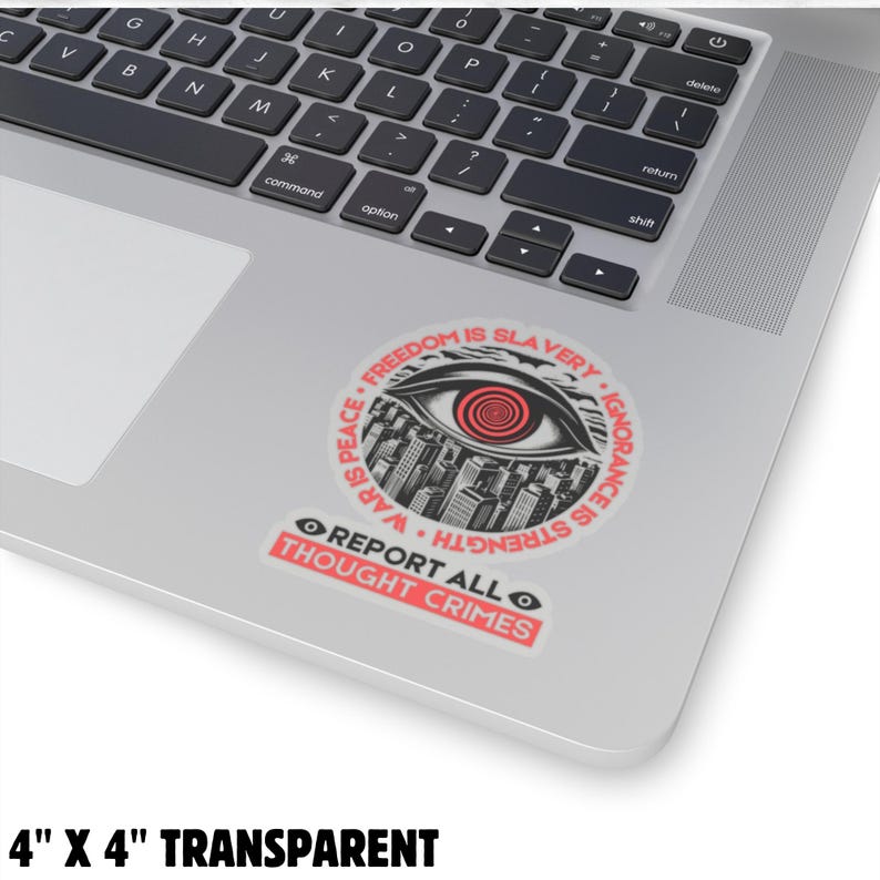 Report All Thought Crimes Sticker Anti-Authoritarian Vintage Dystopian Decal Orwell 1984 Anti-Fascist Political Propaganda Protest Sticker image 8