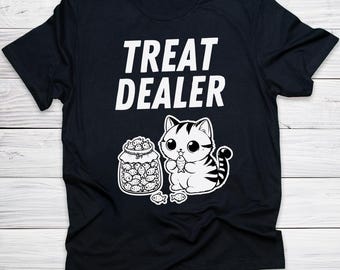 Treat Dealer Cat Shirt, Cute Kawaii Cat Mom Tee, Funny Spoiled Cat Lover Gift, Fish Treats Graphic Tee, Cat Parent Aesthetic