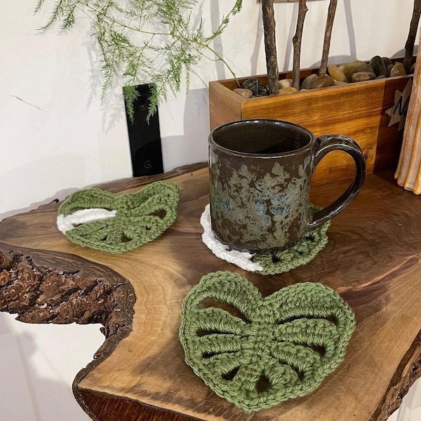 Crochet Pattern Monstera Leaf Coaster Etsy
