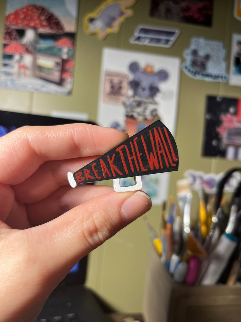 ATEEZ Hand-Painted Break the Wall Megaphone Pin image 2