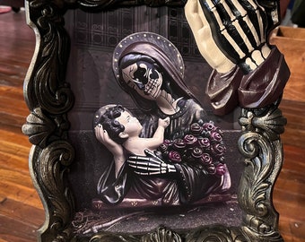 Hel Mary OOAK Impresión y Marco Hel Diosa Nórdica de la Muerte Paganismo Nórdico Estatua Pagana Gótica Arte de la Pared Brujería
