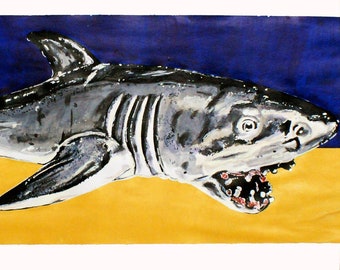 Hand Painted / Drawn Painting - Bath Shark- Original Pop Art Artwork
