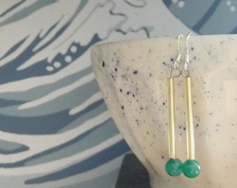 Long Jade Earrings | Jade Earrings | Green Earrings | Art Deco Earrings | Vintage Earrings | Earrings | 30s Jade Beads