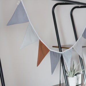 Linen Bunting Banner, Nursery Wall Hanging, Playroom, Toddler Room Decor - Party Garland | Triangle Pennant Banner Flags for Baby Room