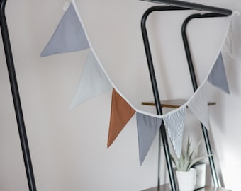 Linen Bunting Banner: Nursery, Playroom, Party Garland