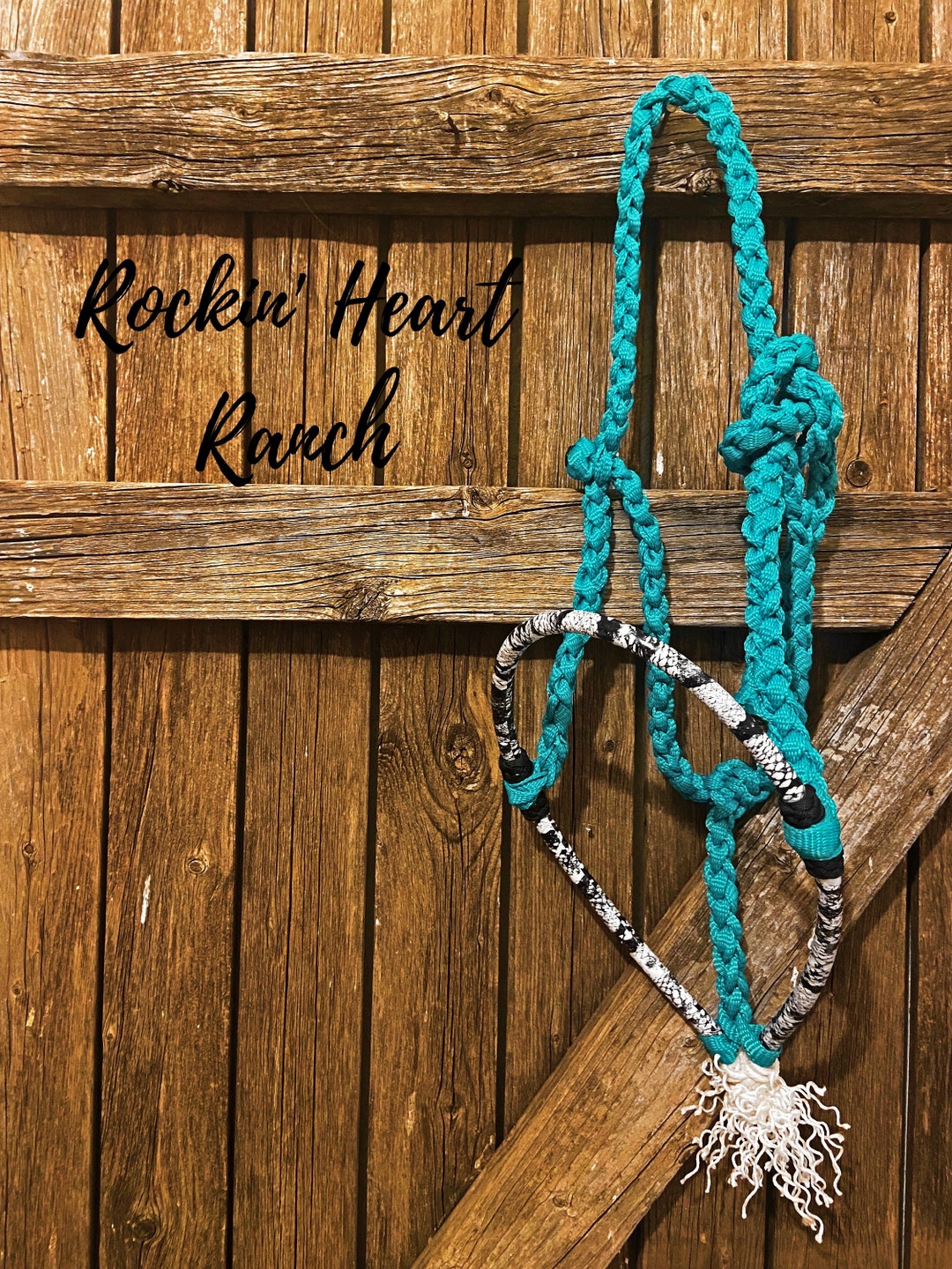 Turquoise With Snakeskin Lariat Rope Nose Muletape Halter With Matching ...