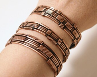 Handmade Copper Bracelet, Set of Copper Bracelets, For Women or Men, Copper Cuff Bracelet, Wire Wrapped Bracelet, Copper Jewelry Handmade