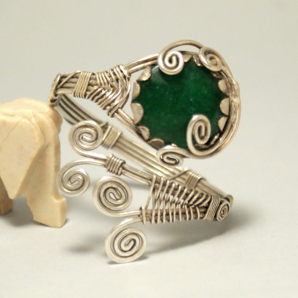 Emerald Bracelet, Genuine Emerald Bracelet, Emerald Jewelry, Green Gemstone Cuff Bracelet, Unique Gifts For Women, Open Adjustable Bracelet