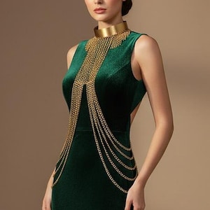 Gold Body Chain Necklace, Body Jewelry, Body Chain, Body Chain Jewelry, Body Necklace, Gold Body Chain, Party Costume, Festival Body Chain