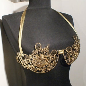 Metal Bra, Gold Bra, Showgirl Costume, Dance Carnival Costume Bra, Dance Bra, Belly Dancing Bra, Belly Dance Costume, Festival Bra